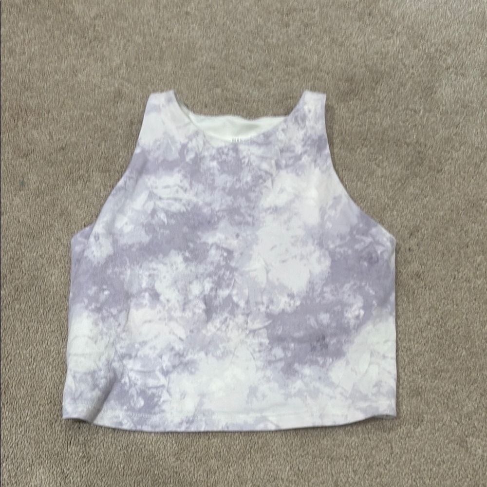 Lavender Tie-Dye Women's Athletic Top with a built in bra.